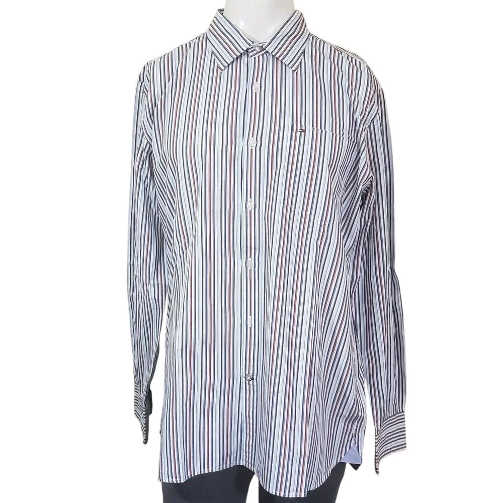 Size M | TOMMY HILFIGER Men's Custom-Fit Button Casual Dress Shirt | 15 1/2 -16